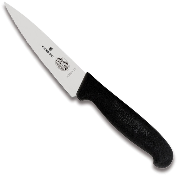 Swiss Army Brands Victorinox 40556 Kitchen Fibrox Pro Blk Chef'S - Serrated, 5In Mini-Blade, 10.25In Width At Handle VIC-5.2033.12 - main